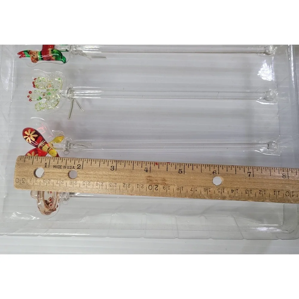Pottery Barn Glass Stir‎ Sticks Fiesta Cactus Piñata Maracas Sombrero NEW